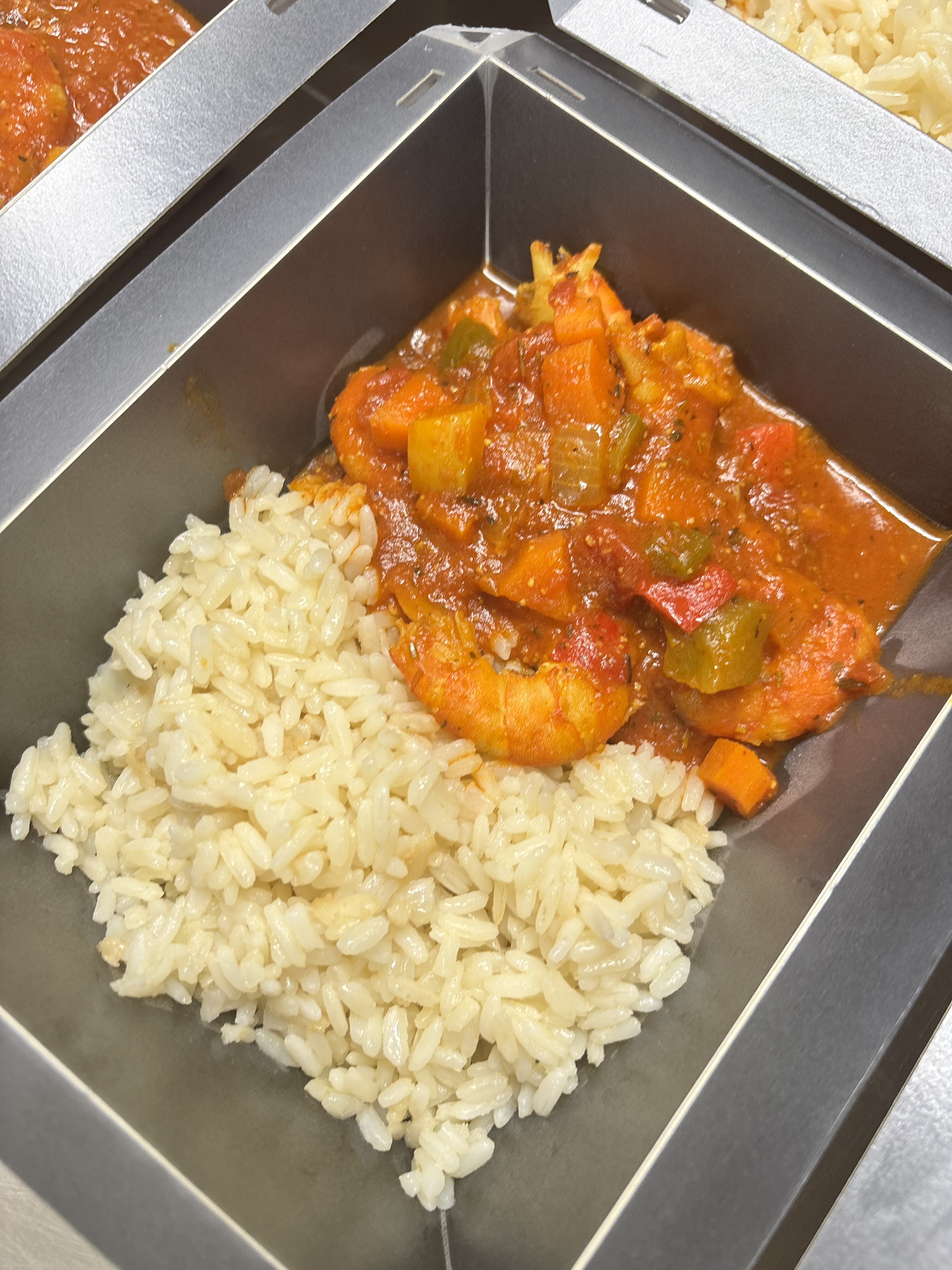 Rougail de crevettes, riz pilaf